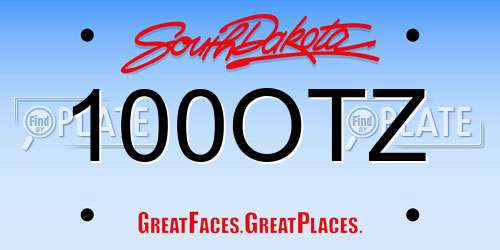 100OTZ South Dakota License Plate