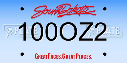 100OZ2 South Dakota License Plate