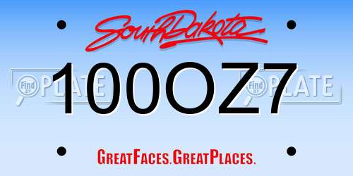 100OZ7 South Dakota License Plate