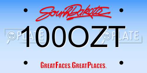 100OZT South Dakota License Plate