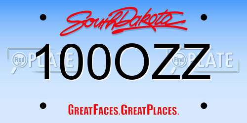 100OZZ South Dakota License Plate