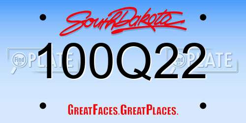 100Q22 South Dakota License Plate