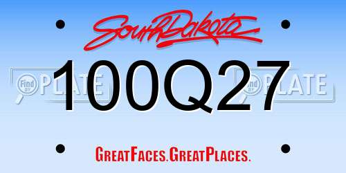 100Q27 South Dakota License Plate