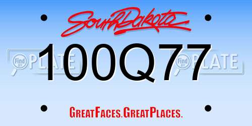 100Q77 South Dakota License Plate