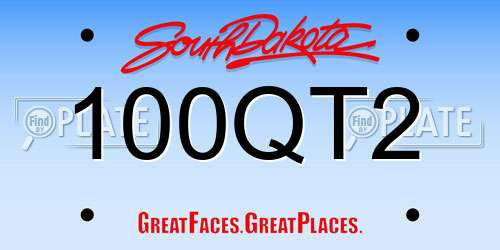 100QT2 South Dakota License Plate