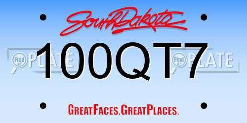100QT7 South Dakota License Plate