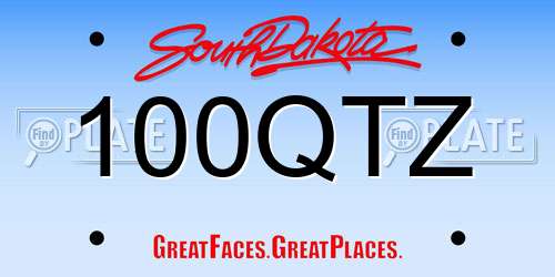100QTZ South Dakota License Plate