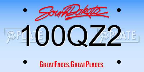 100QZ2 South Dakota License Plate