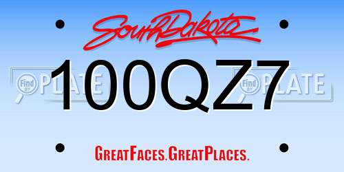 100QZ7 South Dakota License Plate