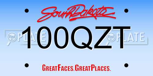 100QZT South Dakota License Plate