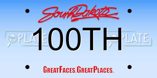 100TH South Dakota License Plate