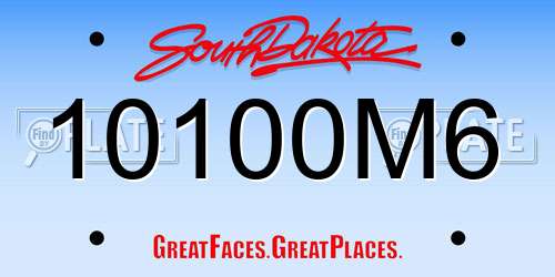 10100M6 South Dakota License Plate