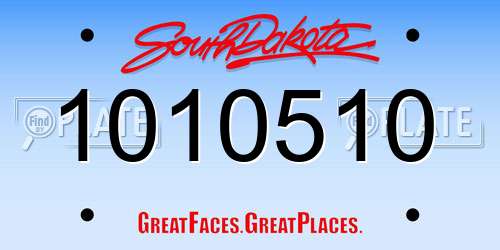 1010510 South Dakota License Plate