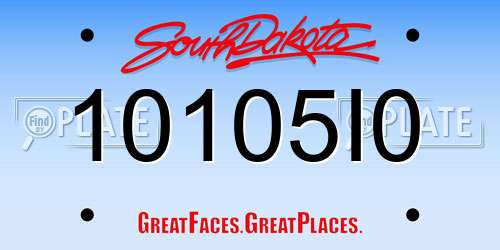 10105I0 South Dakota License Plate