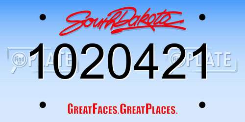 1020421 South Dakota License Plate