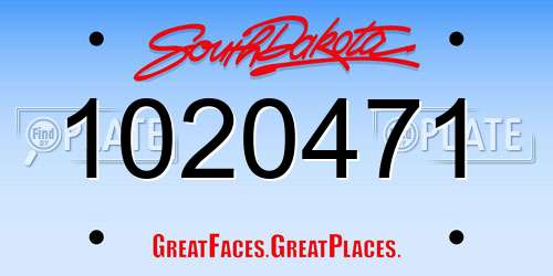 1020471 South Dakota License Plate