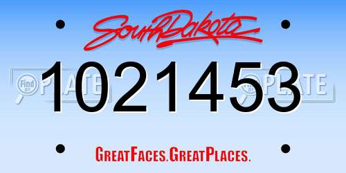 1021453 South Dakota License Plate