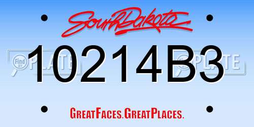 10214B3 South Dakota License Plate