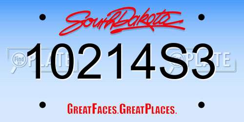 10214S3 South Dakota License Plate