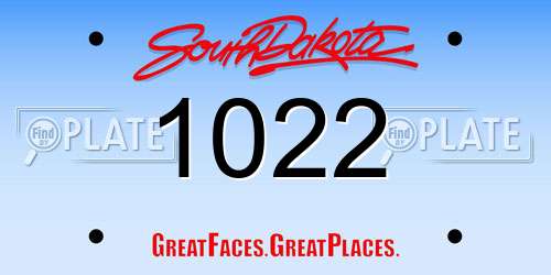 1022 South Dakota License Plate
