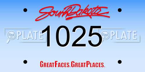 1025 South Dakota License Plate