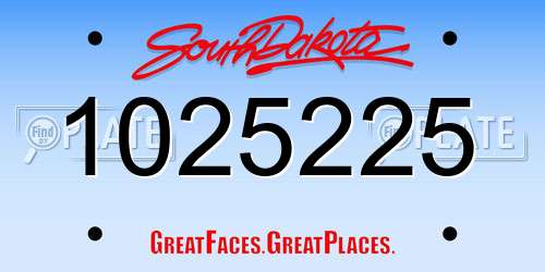 1025225 South Dakota License Plate