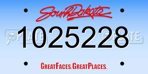 1025228 South Dakota License Plate