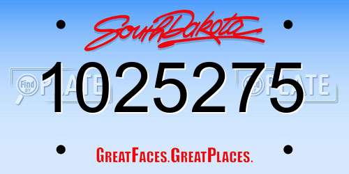 1025275 South Dakota License Plate