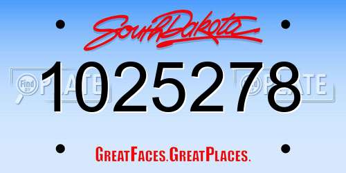 1025278 South Dakota License Plate
