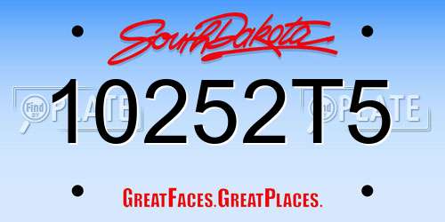 10252T5 South Dakota License Plate