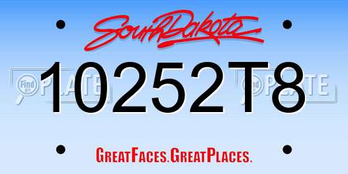 10252T8 South Dakota License Plate