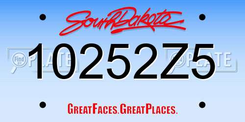 10252Z5 South Dakota License Plate