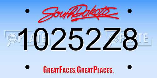 10252Z8 South Dakota License Plate