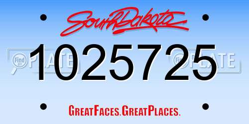 1025725 South Dakota License Plate