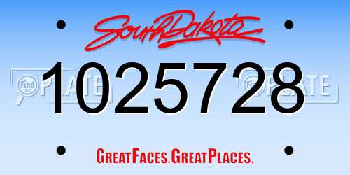 1025728 South Dakota License Plate