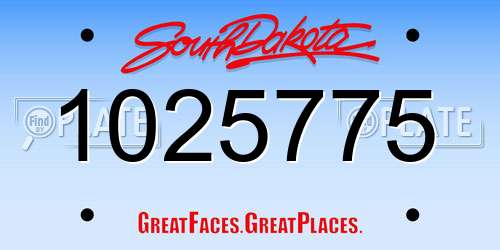 1025775 South Dakota License Plate