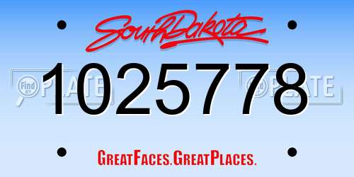 1025778 South Dakota License Plate