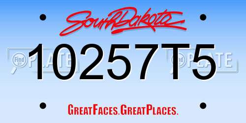 10257T5 South Dakota License Plate