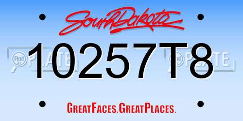10257T8 South Dakota License Plate