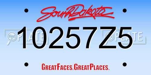 10257Z5 South Dakota License Plate