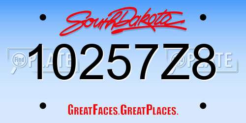 10257Z8 South Dakota License Plate