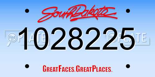 1028225 South Dakota License Plate