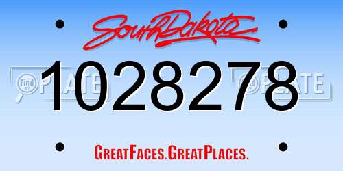 1028278 South Dakota License Plate