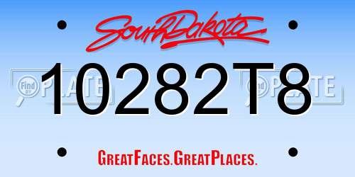 10282T8 South Dakota License Plate