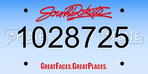 1028725 South Dakota License Plate