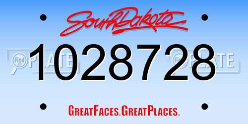 1028728 South Dakota License Plate
