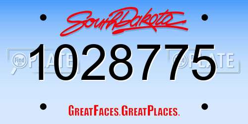 1028775 South Dakota License Plate