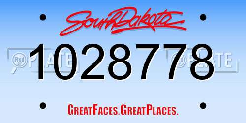 1028778 South Dakota License Plate