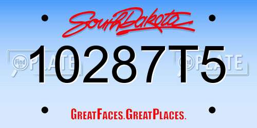 10287T5 South Dakota License Plate
