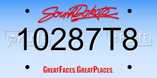 10287T8 South Dakota License Plate